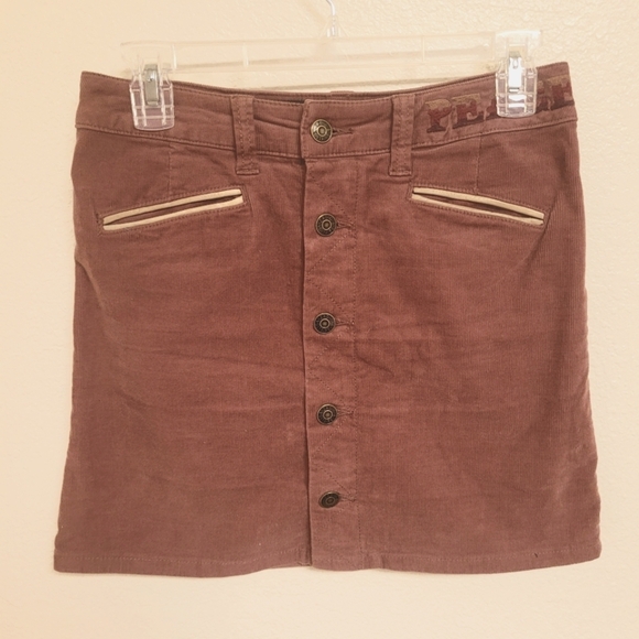 Zadig & Voltair Corduroy Skirt With Peace Embroidery Leather Trim Pockets - Picture 1 of 6
